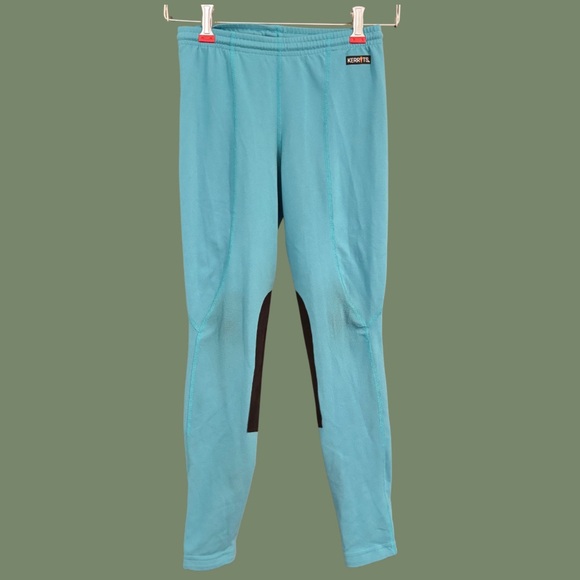 Kerrits XL Teal Blue Knee Patch Riding Tights Equestrian Breeches GUC - Picture 1 of 8